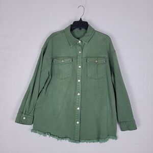 SHEWIN Green Denim Jacket for Women